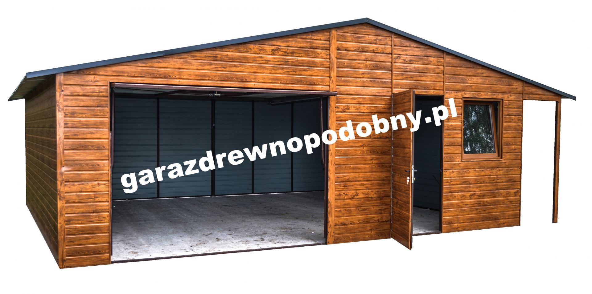 Garaż blaszany drewnopodobny 6×5 +1m wiaty  - Zdjęcie 1