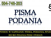 Biuro pisania pism cennik, tel. 504-746-203.  Napisanie pisma do sądu, cena
