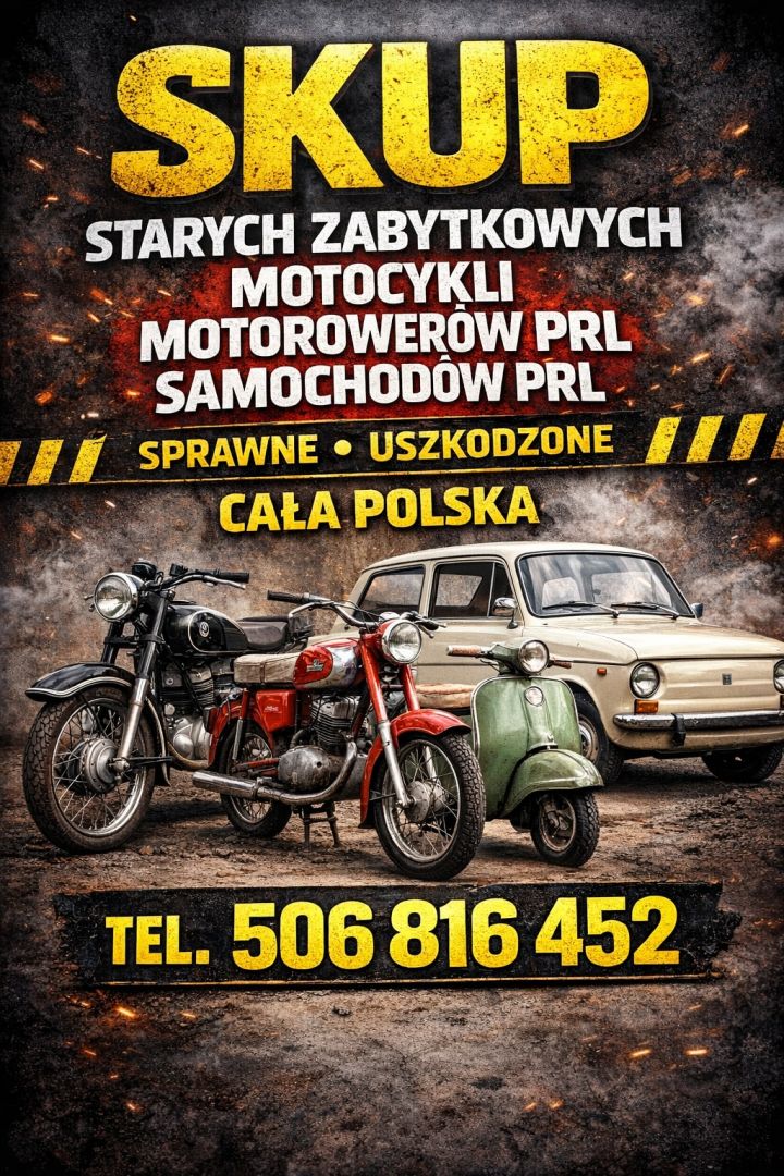 SKUP: STARE ZABYTKOWE MOTOCYKLE MOTOROWERY MOTORY PRL CAŁA POLSKA SAMOCHODY PRL Bydgoszcz - Zdjęcie 1
