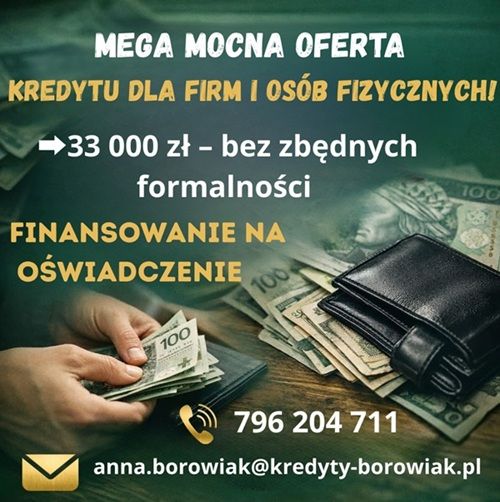 MEGA MOCNA OFERTA KREDYTU DLA FIRM I OSÓB FIZYCZNYCH NA OŚWIADCZENIE! Bydgoszcz - Zdjęcie 1