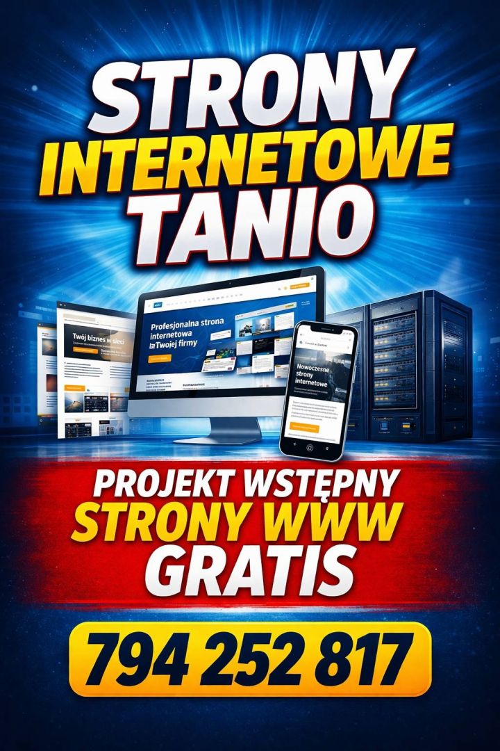 Tanie strony WWW + projekt wstępny strony internetowej za darmo cała Polska - Zdjęcie 1