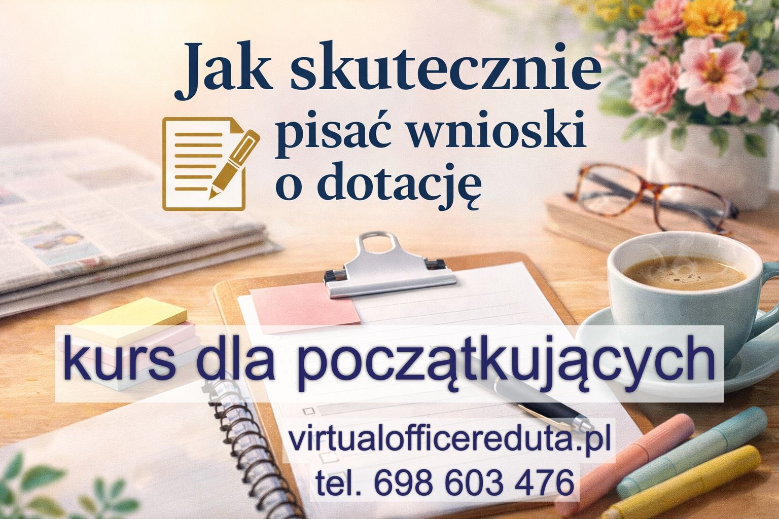 Kurs: jak napisać skuteczny wniosek o dotację.  - Zdjęcie 1