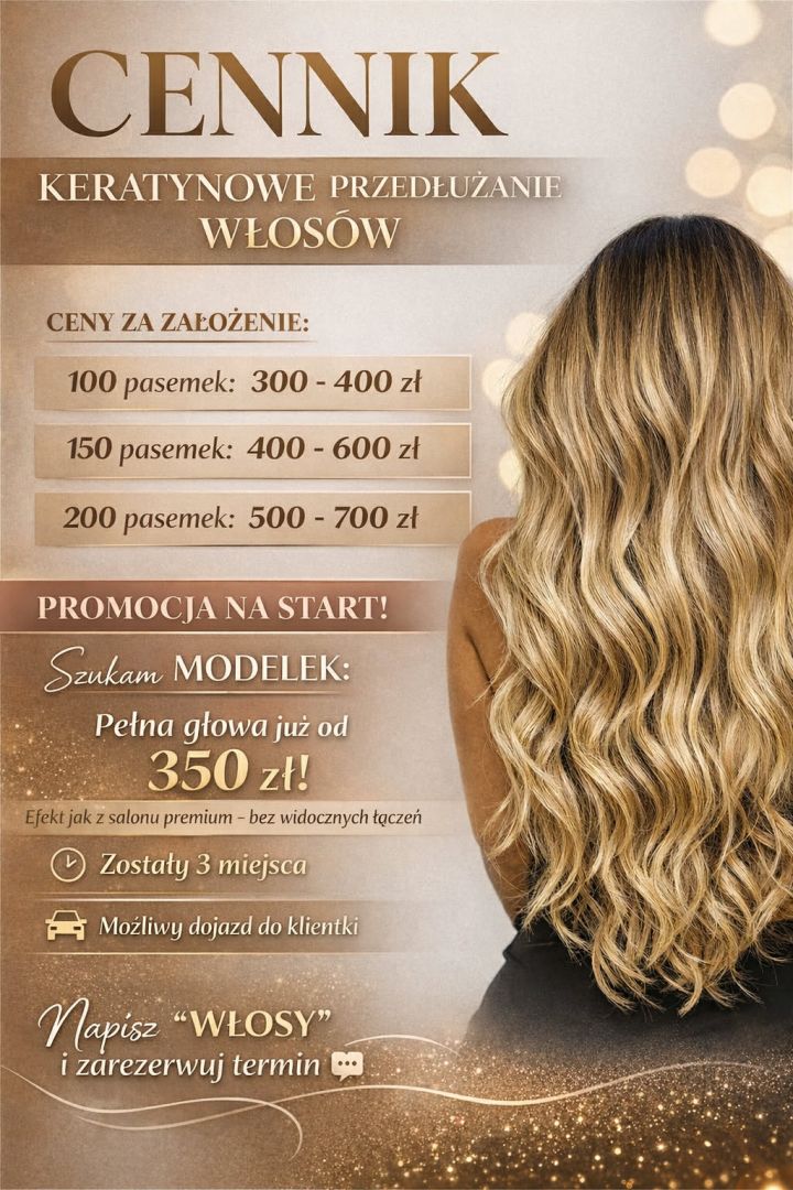 Profesjonalne przedłużanie włosów metodą keratynową z efektem WOW Bydgoszcz - Zdjęcie 1