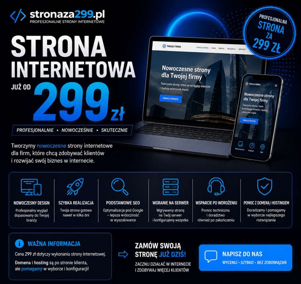 Tania strona internetowa za 299 zł | Wystawiamy faktury cała Polska - Zdjęcie 1