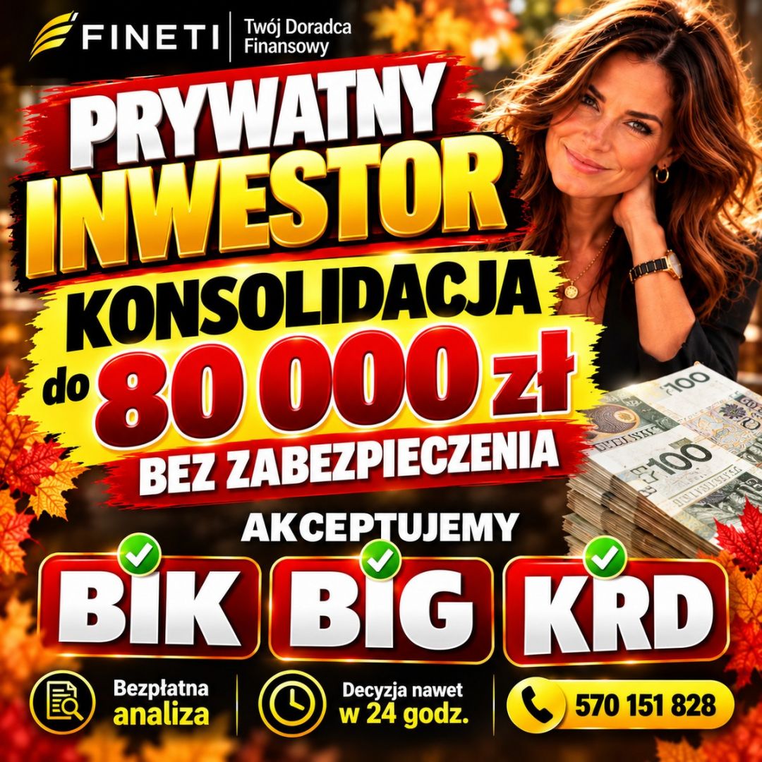 Konsolidacja BIK/BIG/KRD/ZUS/US – Prywatny inwestor do 80 tys Bydgoszcz - Zdjęcie 1
